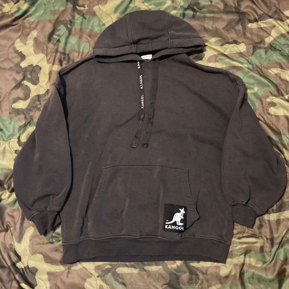 Kangol x H&M fades grey logo hoodie fleece back hit streetwear size L/22 - Picture 2 of 8